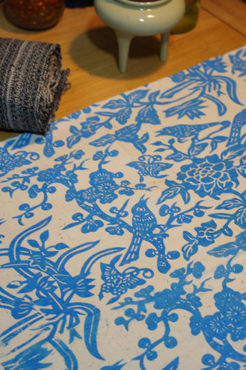 Chinese Flower-and-Bird-Printed Fabric