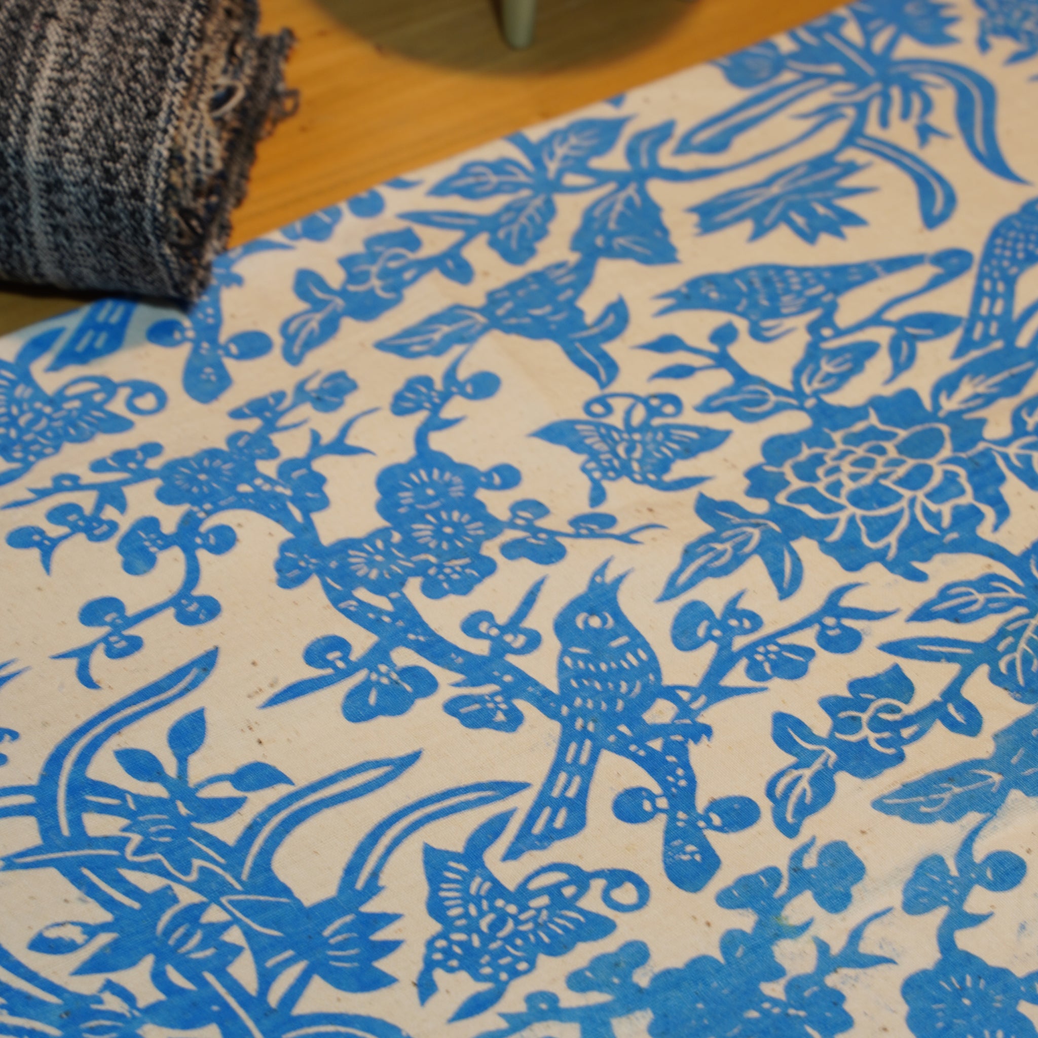 Chinese Flower-and-Bird-Printed Fabric